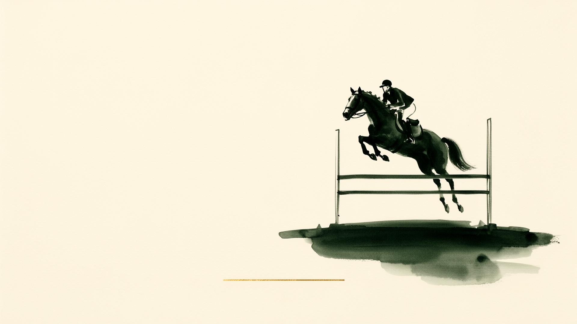 Show jumping rider clearing an obstacle at golden hour